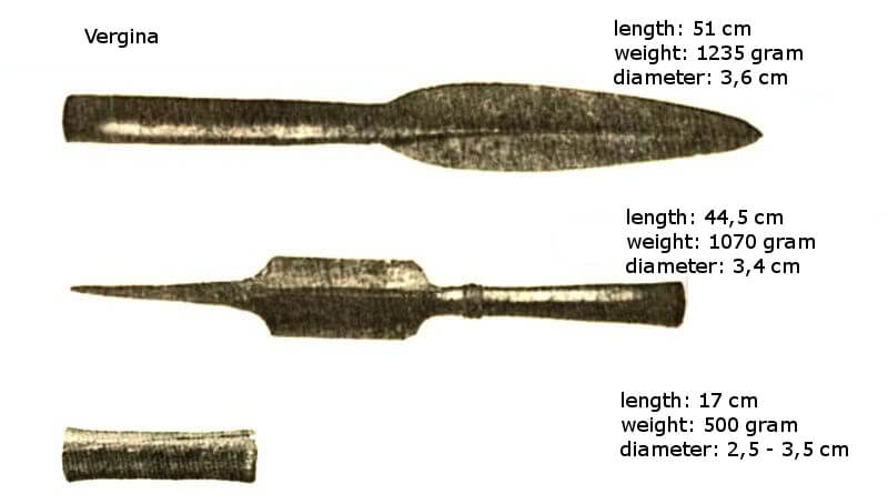 Частини сариси, які були знайдені в похованні у Вергані 