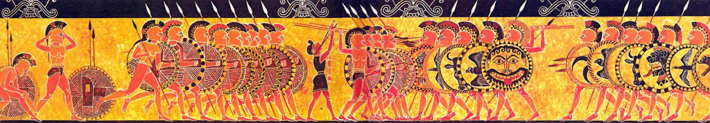 Рисунок гоплитов на древнегреческой вазе из Чиги